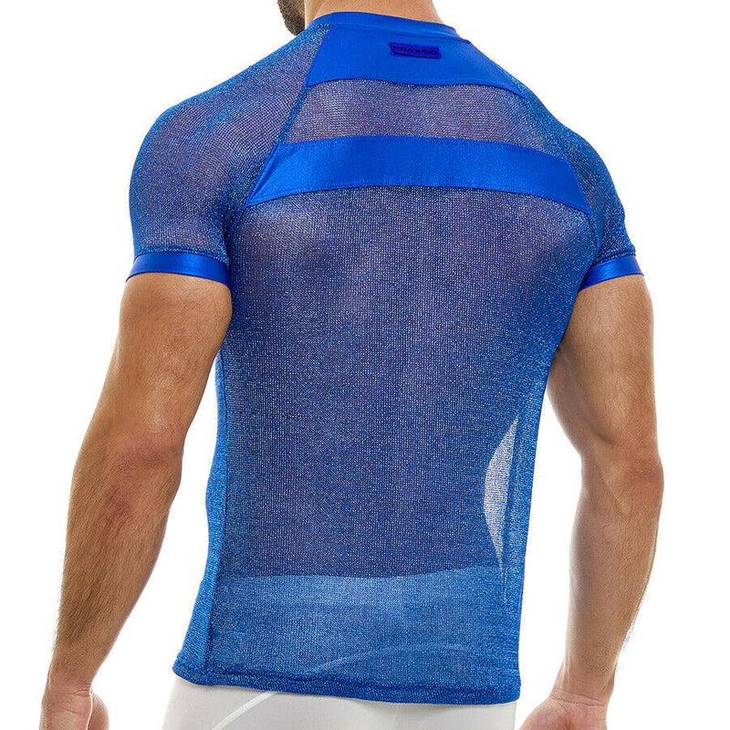 Modus Vivendi Shirt Luxury Metallic Yarns Knit T-Shirt Armor Blue 01041 53 - SexyMenUnderwear.com