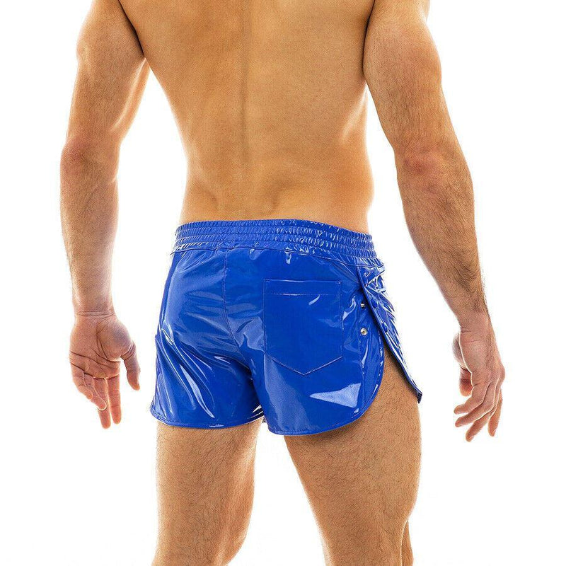Modus Vivendi Short Viral Vinyl Glossy & Shiny Shorts Lavish Blue 08061 36 - SexyMenUnderwear.com