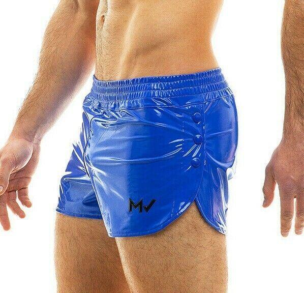 Modus Vivendi Short Viral Vinyl Glossy & Shiny Shorts Lavish Blue 08061 36 - SexyMenUnderwear.com
