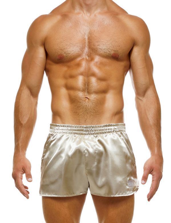 Modus Vivendi Shorts Host Woven Satin Chino Pockets Knitted Ivory Short 03261 - SexyMenUnderwear.com