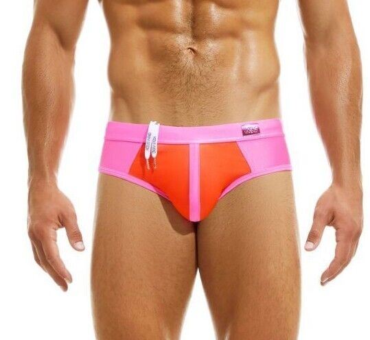 Modus Vivendi Swim Briefs Stardust Lycra & Transparent Muslin Orange FS2213 23 - SexyMenUnderwear.com