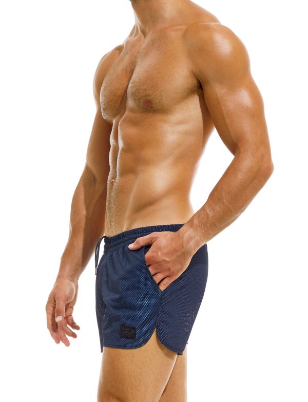Modus Vivendi Swimwear Dark Jogging Cut Woven Swim-Shorts Mesh Cobalt GS2231 - SexyMenUnderwear.com