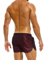 Modus Vivendi Swimwear Dark Jogging Cut Woven Swim-Shorts Mesh Red GS2231 - SexyMenUnderwear.com