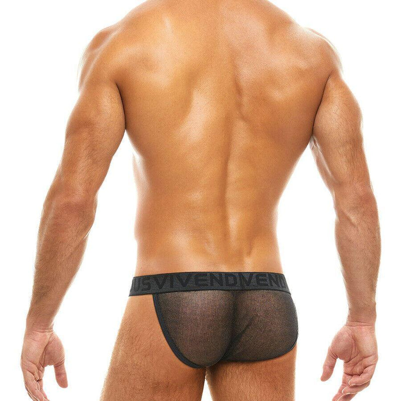 MODUS VIVENDI Tanga Brief ARMOR Knitted Metallic Yarns Black 01012 63 - SexyMenUnderwear.com