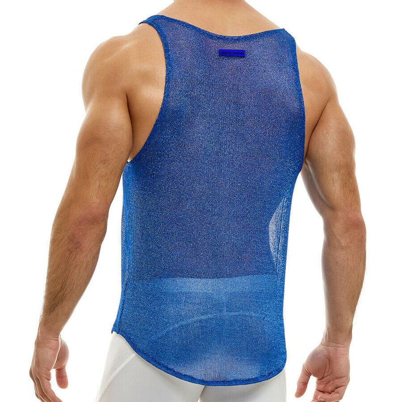 Modus Vivendi Tank Mesh Knitted Luxury Yarns Armor Tank Top Blue 01031 54 - SexyMenUnderwear.com