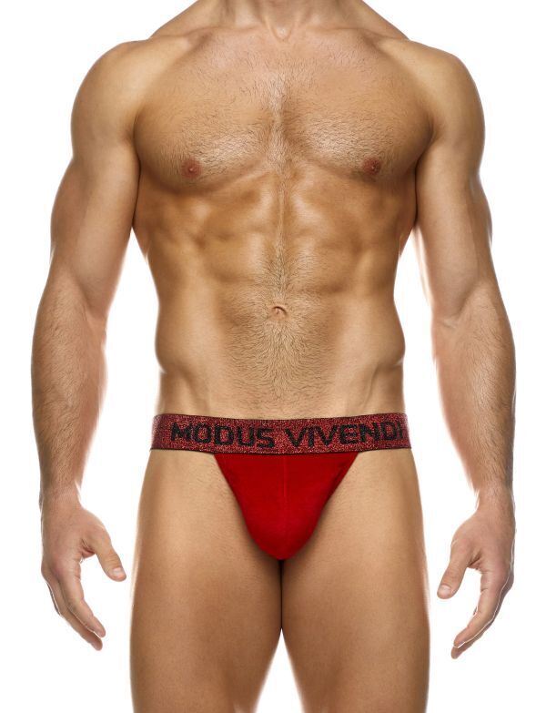 Modus Vivendi Thong Exclusive Soft Velvet T-String Red 22216 21B - SexyMenUnderwear.com