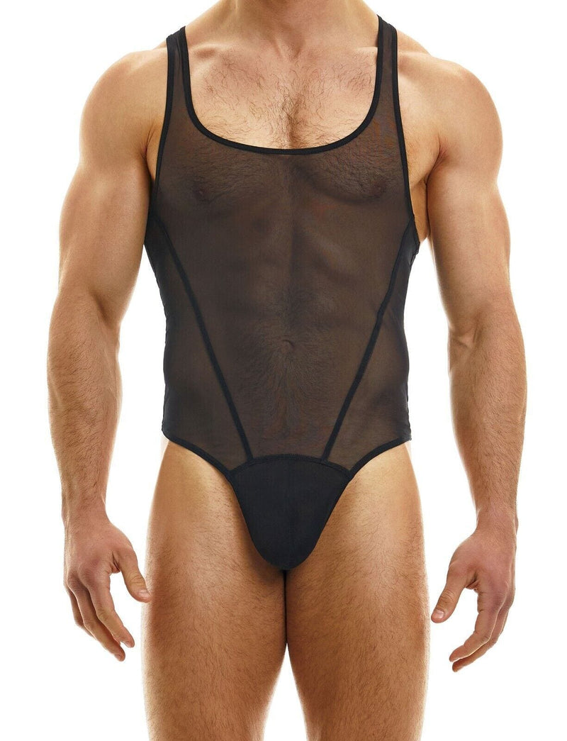 Modus Vivendi Thong Sheer Bodysuit Muslin Transparent One Piece Black 36 - SexyMenUnderwear.com