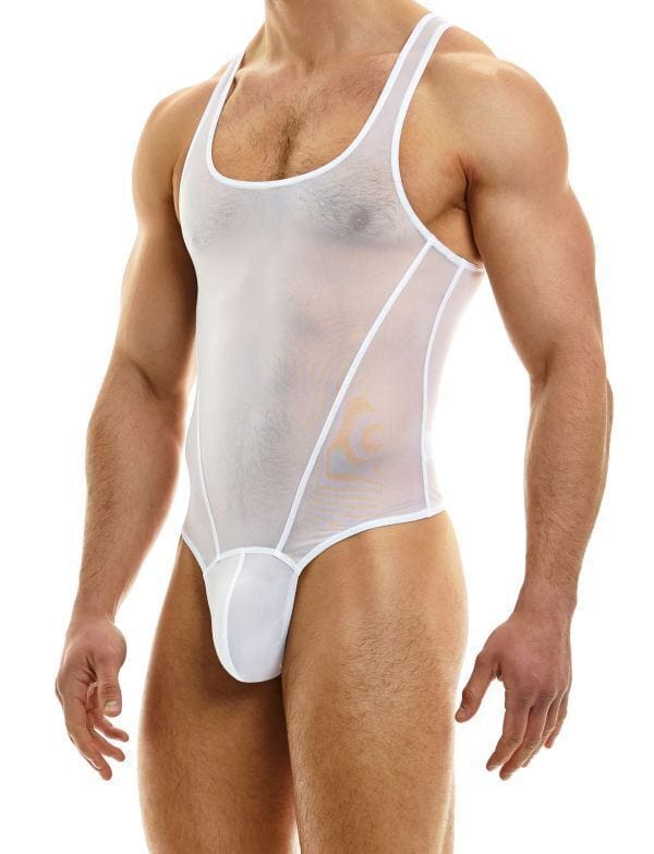 Modus Vivendi Thong Sheer Bodysuit Muslin Transparent One Piece White 36 - SexyMenUnderwear.com