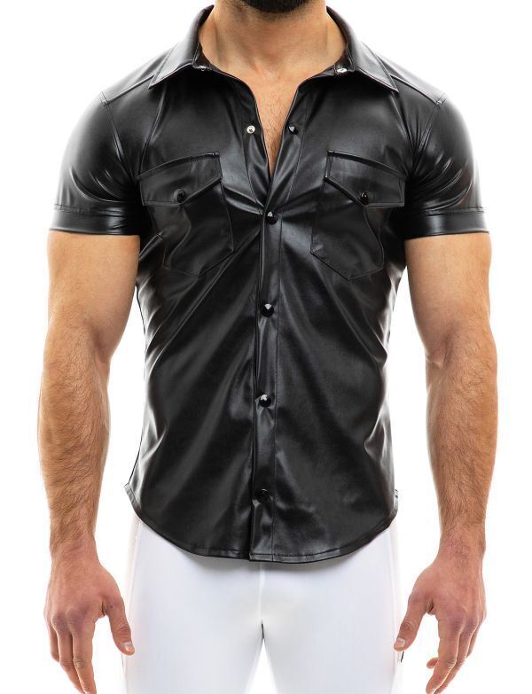 Modus Vivendi Vegan Leather-Look Muscle Shirt Black 20541 - SexyMenUnderwear.com