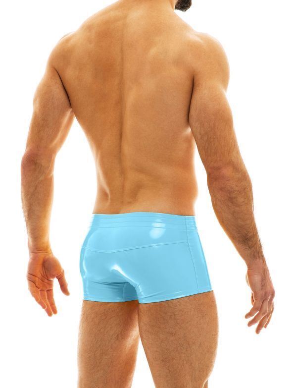 MODUS VIVENDI Viral Vinyl Boxer Fashion Glossy & Shiny Light Blue 08021 - SexyMenUnderwear.com