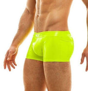 MODUS VIVENDI Viral Vinyl Boxer Fashion Glossy & Shiny Neon Yellow 08021 - SexyMenUnderwear.com