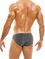 Modus Vivendi Wide Briefs King Cheetah Jaquard Knitted Brief Silver 13112 26 - SexyMenUnderwear.com