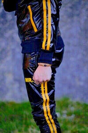 MR. RIEGILLIO PVC Tracksuit Pants With Two Side Pockets & Yellow Stripes 5 - SexyMenUnderwear.com