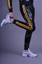 MR. RIEGILLIO PVC Tracksuit Pants With Two Side Pockets & Yellow Stripes 5 - SexyMenUnderwear.com