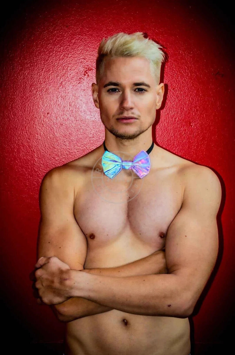 MR. RIEGILLIO Reflective Bow Tie Blue 2 - SexyMenUnderwear.com