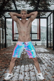 MR. RIEGILLIO Reflective Long Short Blue Silver Shining Effect - SexyMenUnderwear.com