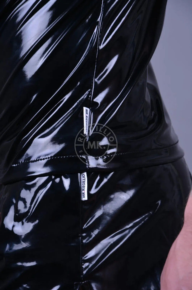 MR. RIEGILLIO Shiny PVC T-Shirt Classic Black - SexyMenUnderwear.com