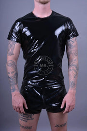 MR. RIEGILLIO Shiny PVC T-Shirt Classic Black - SexyMenUnderwear.com