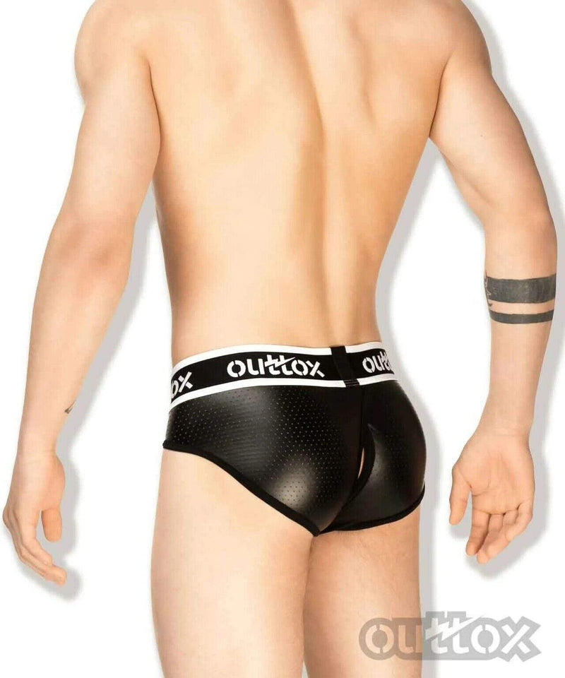 Outtox By Maskulo Brief Wrapped Rear Briefs Leather-Look Black BR141-90 6 - SexyMenUnderwear.com