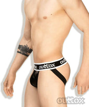 Outtox By Maskulo Jock Provocative Jockstrap Leather Look Black JS140-90 9 - SexyMenUnderwear.com