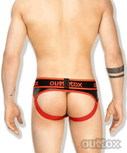 Outtox By Maskulo Jockstrap Combo Leather-Look Jock Red BR140-10 11 - SexyMenUnderwear.com