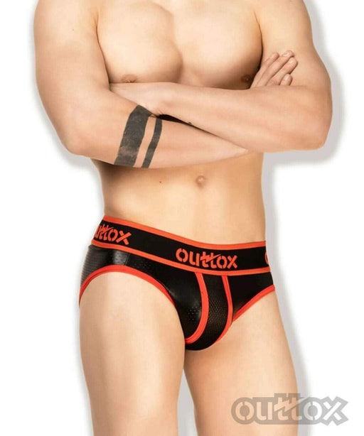 Outtox By Maskulo Jockstrap Combo Leather-Look Jock Red BR140-10 11 - SexyMenUnderwear.com