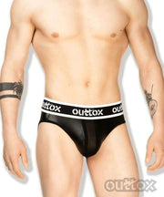 Outtox By Maskulo Jockstrap Combo Perforated Leatherette Black BR140-90 11 - SexyMenUnderwear.com