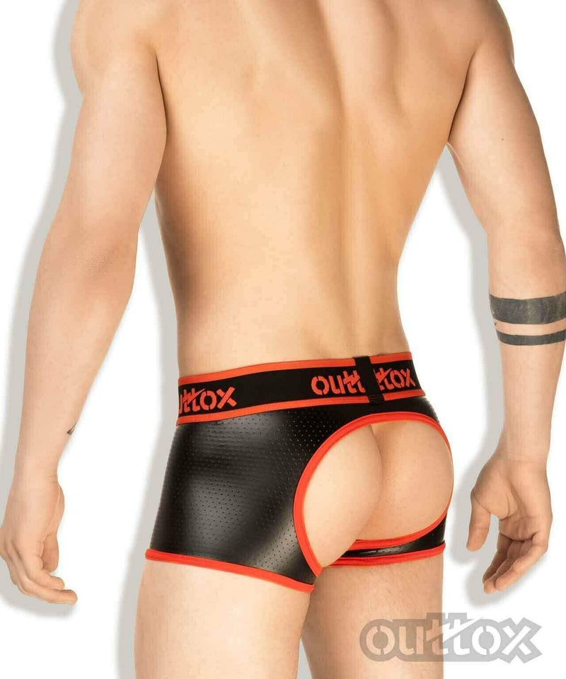 Outtox By Maskulo Open Back-Rear Boxer Trunks Red TR140-10 7 - SexyMenUnderwear.com