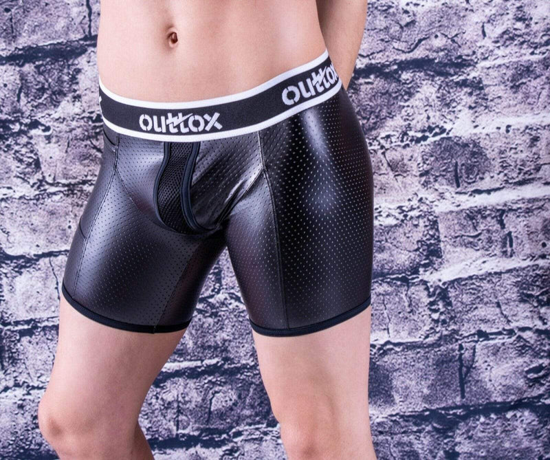 Outtox By Maskulo Shorts Cycling Fetish Short Leather-Look Black SH142-90 8 - SexyMenUnderwear.com