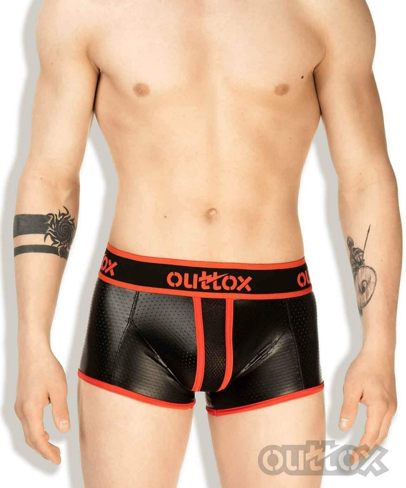 Outtox By Maskulo Shorts Trunk Leather-Look Fetish Boxer Short Red TR142-10 10 - SexyMenUnderwear.com