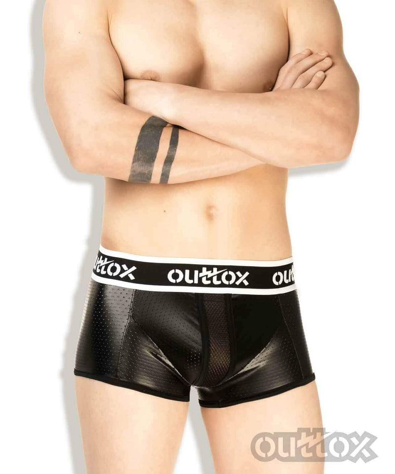 Outtox By Maskulo Shorts/Trunk Leather-Look Boxer Shorts White TR142-90 10 - SexyMenUnderwear.com