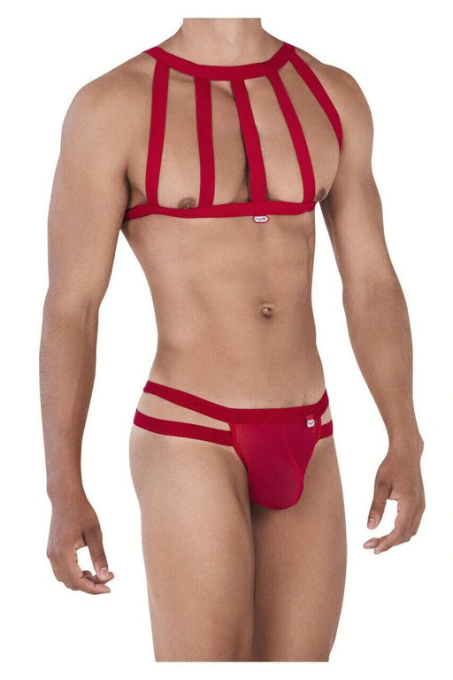 PIKANTE Set Kit Combo Elastic Harness + Thongs Personality Red 0331 2 - SexyMenUnderwear.com