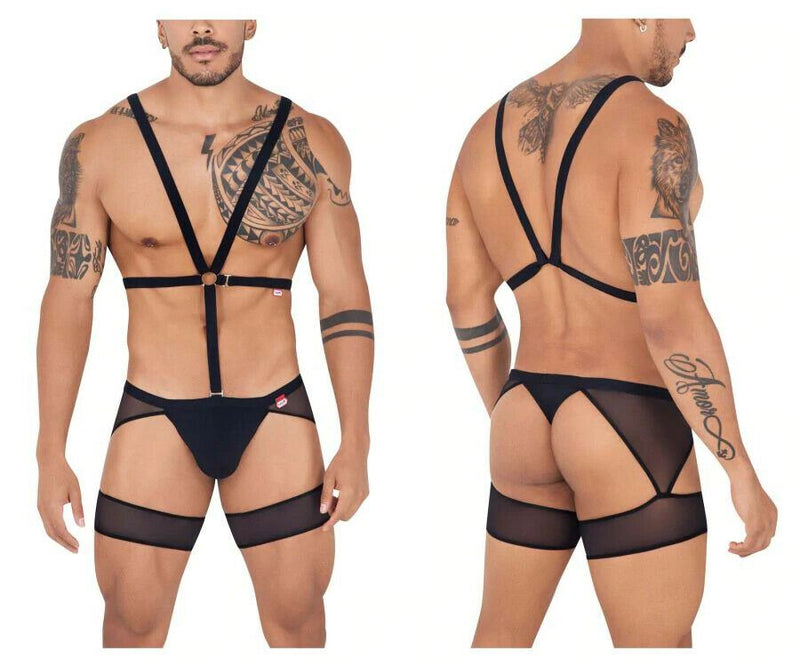 PIKANTE Singlet Garter Belt Single Luxury O-Ring Thong Black 0848 5 - SexyMenUnderwear.com
