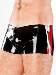 POLYMORPHE Boxer Short Contrast Colored Piping Latex Low Waist Red MP-074PIP 10 - SexyMenUnderwear.com