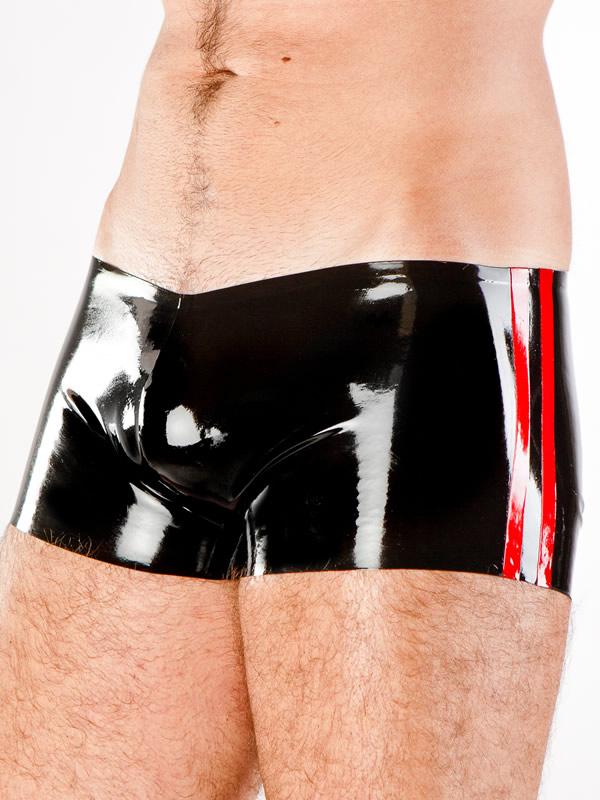 POLYMORPHE Boxer Short Contrast Colored Piping Latex Low Waist Red MP-074PIP 10 - SexyMenUnderwear.com