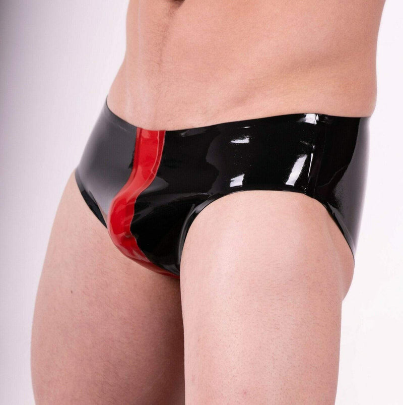 Polymorphe Latex Briefs PURE Natural BLK/RED UN-015E 2 - SexyMenUnderwear.com