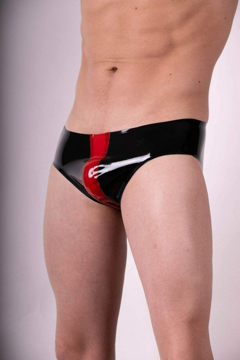 Polymorphe Latex Briefs PURE Natural BLK/RED UN-015E 2 - SexyMenUnderwear.com