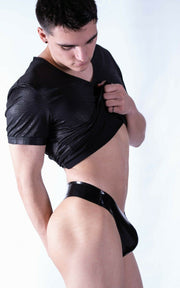 Polymorphe Latex Thong Natural Underwear UN-015C Black 1 - SexyMenUnderwear.com