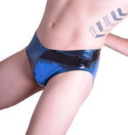 Polymorphe Rubber Mens Briefs 100% Pure Latex Ocean/Black UN-015AM 4 - SexyMenUnderwear.com