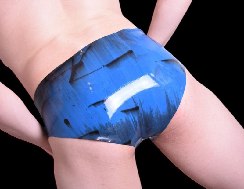 Polymorphe Rubber Mens Briefs 100% Pure Latex Ocean/Black UN-015AM 4 - SexyMenUnderwear.com
