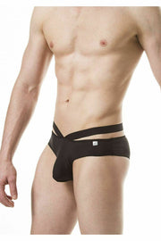 PPU Brief Extra Elastic Straps Smooth Microfiber Fabric Black 1804 MX3 - SexyMenUnderwear.com
