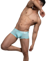 PRIVATE STRUCTURE Bamboo Boxer Sports Trunks Platinum Seamed Pouch Cyan 4073 36 - SexyMenUnderwear.com
