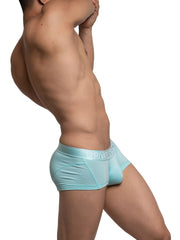 PRIVATE STRUCTURE Bamboo Boxer Sports Trunks Platinum Seamed Pouch Cyan 4073 36 - SexyMenUnderwear.com