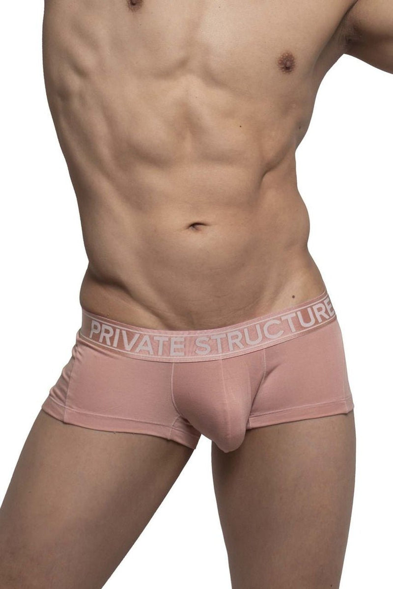 PRIVATE STRUCTURE Bamboo Boxer Sports Trunks Platinum Seamed Pouch Peach 4073 36 - SexyMenUnderwear.com