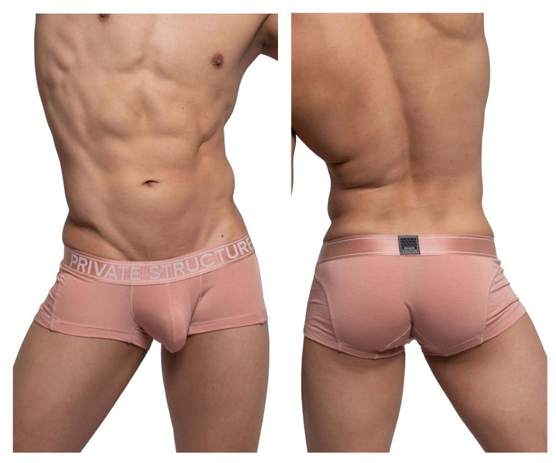 PRIVATE STRUCTURE Bamboo Boxer Sports Trunks Platinum Seamed Pouch Peach 4073 36 - SexyMenUnderwear.com
