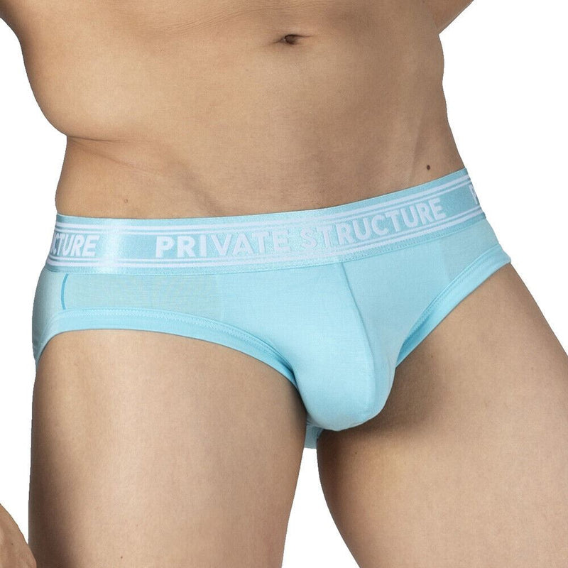PRIVATE STRUCTURE Bamboo Mini Briefs Viscose Mid-Waist Bright Cyan 4378 60 - SexyMenUnderwear.com
