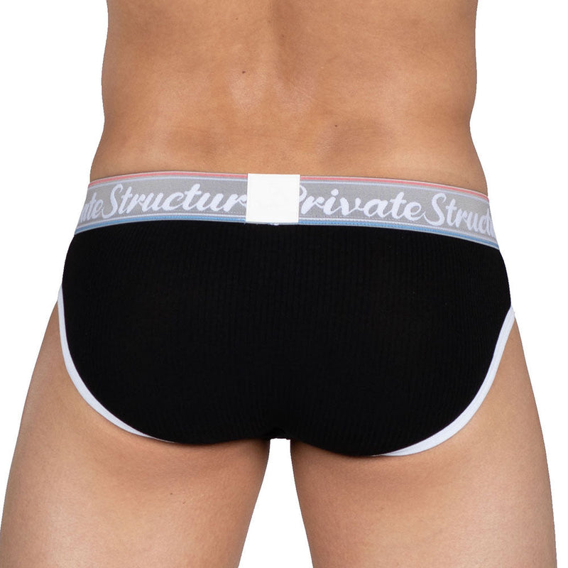 Private Structure Classic Briefs Mid-Waist Brief Total Black 3275