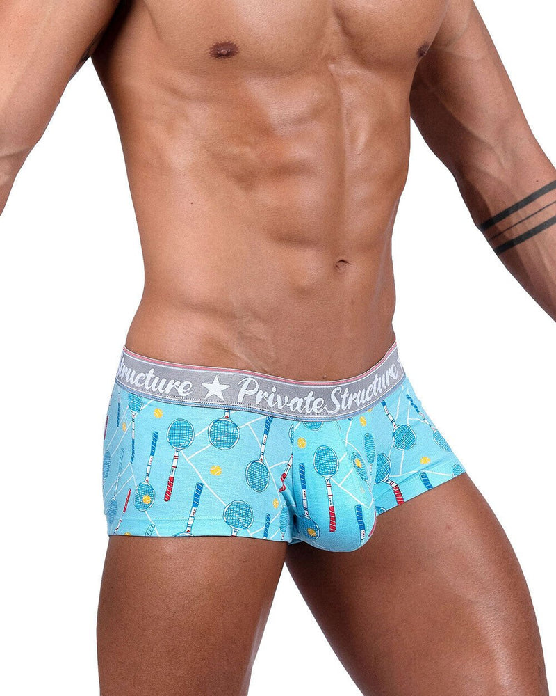 PRIVATE STRUCTURE Classic Motif Mid - Waist Boxer Trunk Tennis Light Blue 45052