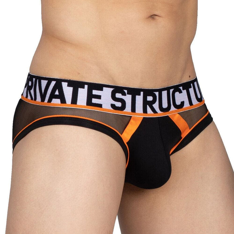 PRIVATE STRUCTURE Cotton Harness Mini Briefs Momentum Orange/Black 4356