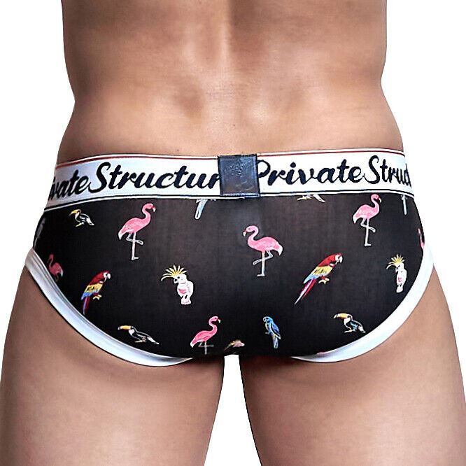 Private Structure Mini Briefs Fashion Exotic Bird Black 4189